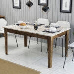 ΤΡΑΠΕΖΙ STANDARD LH10.9507.03 ΜΕΛΑΜΙΝΗ ΚΑΡΥΔΙ-ΛΕΥΚΟ ΜΑΡΜΑΡΟ ΜΕ ΑΠΟΘ.ΧΩΡΟ 145x88x75Yεκ. - Image 3