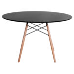 ΤΡΑΠΕΖΙ MINIMAL ΣΤΡΟΓΓΥΛΟ LH10.8454.02 MDF ΣΕ ΜΑΥΡΟ-ΠΟΔΙΑ ΟΞΙΑΣ ΣΕ ΦΥΣΙΚΟ Φ120Χ74Υεκ. - Image 3