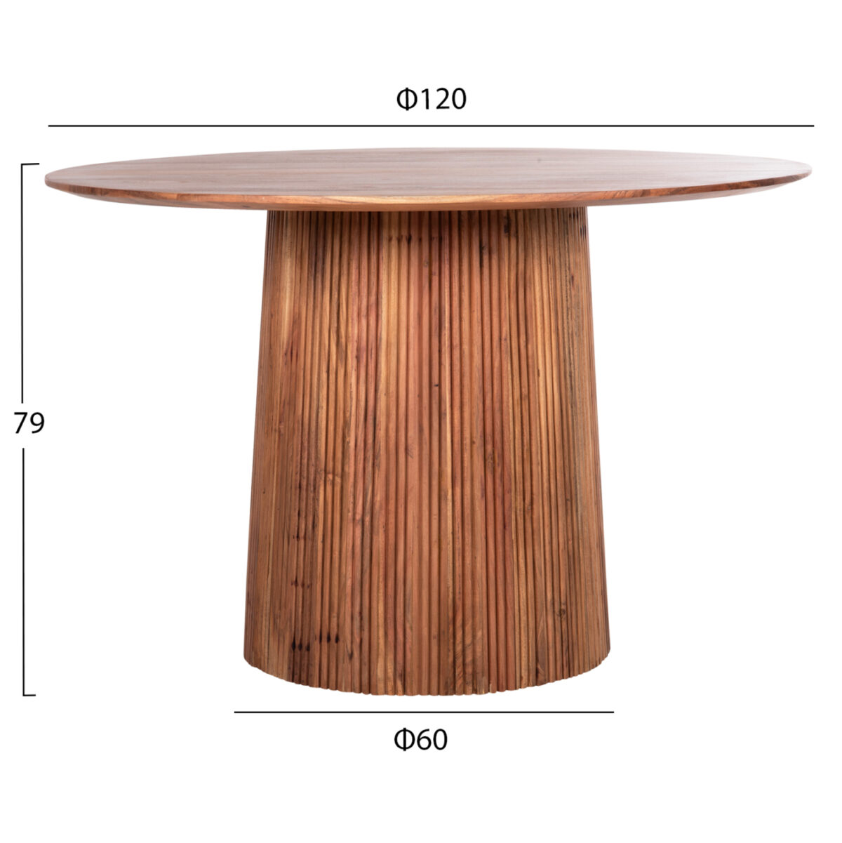 ΤΡΑΠΕΖΙ ΤΡΑΠΕΖΑΡΙΑΣ ΣΤΡΟΓΓΥΛΟ GROOT LH10.9684 ΜΑΣΙΦ ΞΥΛΟ ΑΚΑΚΙΑΣ ΣΕ ΦΥΣΙΚΟ Φ120x79Υεκ - Image 2