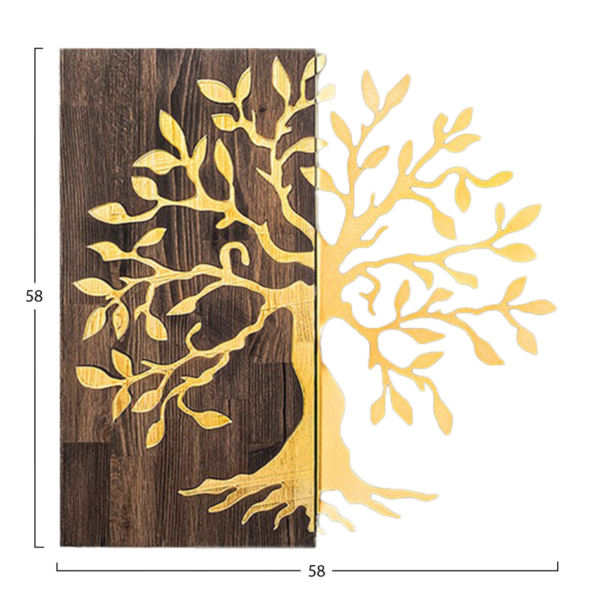 ΔΙΑΚΟΣΜΗΤΙΚΟ ΤΟΙΧΟΥ ΔΕΝΤΡΟ LH10.4751-ΦΥΛΛΑ ΜΕΤΑΛΛΟΥ ΧΡΥΣΑ-ΞΥΛΟ 58x3(βάθος)x58Υεκ. - Image 3