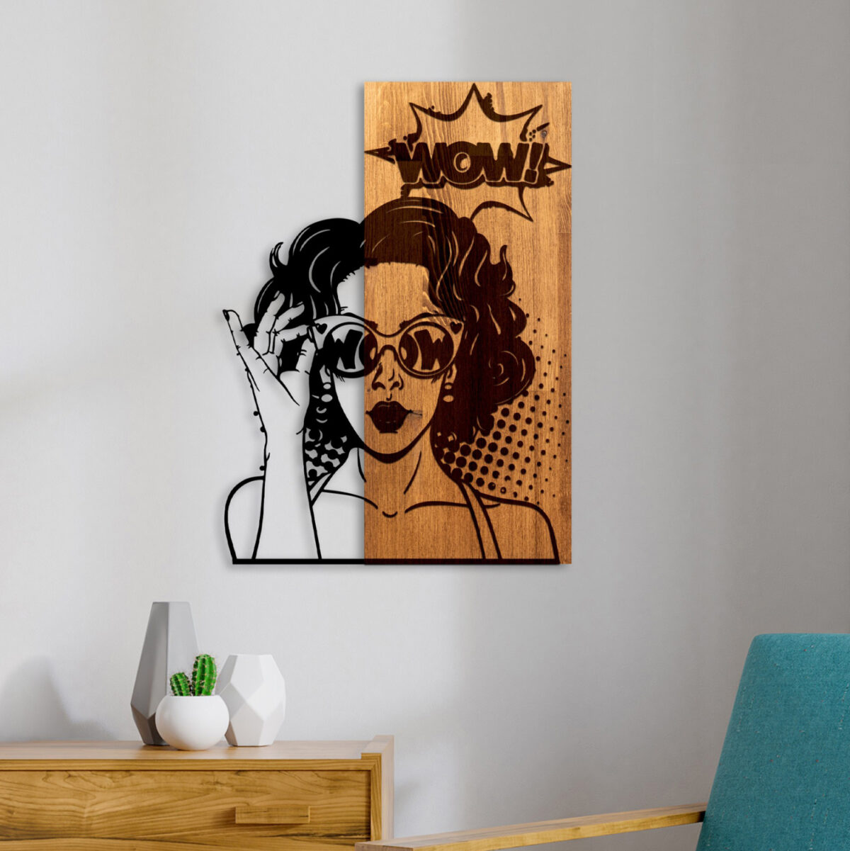 ΔΙΑΚΟΣΜΗΤΙΚΟ ΤΟΙΧΟΥ ΟΨΗ ΓΥΝΑΙΚΑΣ LH10.4758-ΦΥΛΛΑ ΜΕΤΑΛΛΟΥ ΜΑΥΡΑ-ΞΥΛΟ 42x3(βάθος)x58Υεκ. - Image 2