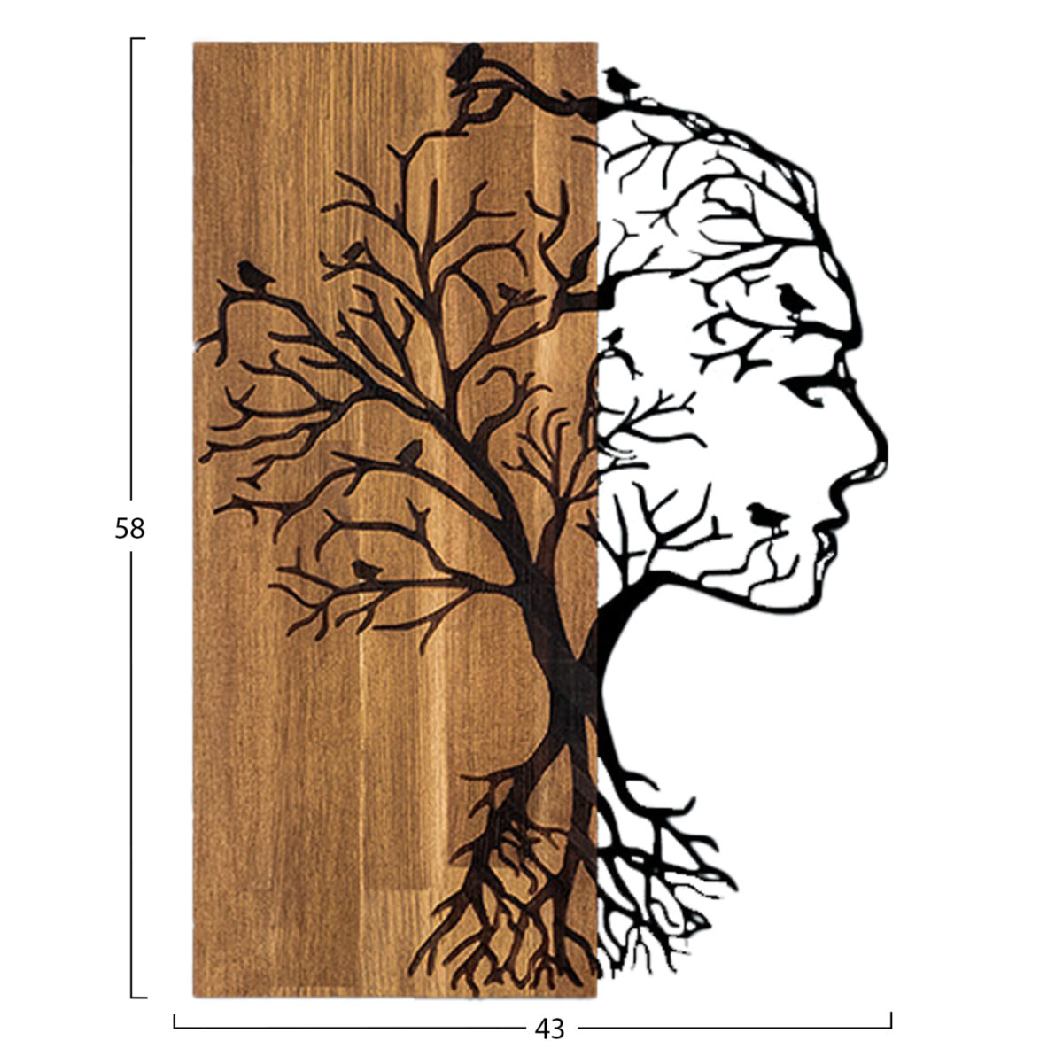 ΔΙΑΚΟΣΜΗΤΙΚΟ ΤΟΙΧΟΥ ΟΨΗ ΓΥΝΑΙΚΑΣ LH10.4754-ΜΕΤΑΛΛΟ ΜΑΥΡΟ-ΞΥΛΟ 43x3(βάθος)x58Υεκ. - Image 3