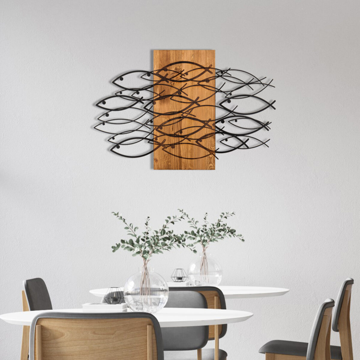 ΔΙΑΚΟΣΜΗΤΙΚΟ ΤΟΙΧΟΥ ΨΑΡΙΑ LH10.4811-ΦΥΛΛΑ ΜΕΤΑΛΛΟΥ ΜΑΥΡΑ-ΞΥΛΟ 87x3(βάθος)x58Υεκ. - Image 2