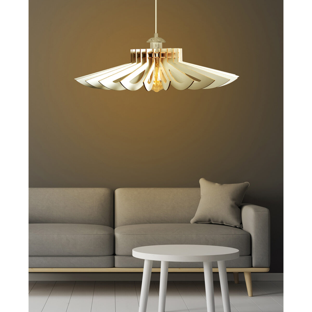 ΦΩΤΙΣΤΙΚΟ ΟΡΟΦΗΣ ΞΥΛΙΝΟ ΚΡΕΜΑΣΤΟ ΛΕΥΚΟ LH10.7348.02 Φ68x50Υ εκ. - Image 4