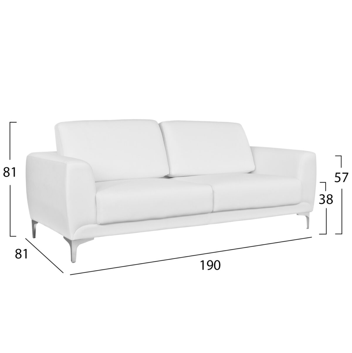 ΚΑΝΑΠΕΣ 3ΘΕΣΙΟΣ KENZIE LH10.3121.32 ΜΕ ΛΕΥΚΟ PU 190x81x81 εκ. - Image 2