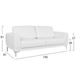 ΚΑΝΑΠΕΣ 3ΘΕΣΙΟΣ KENZIE LH10.3121.32 ΜΕ ΛΕΥΚΟ PU 190x81x81 εκ. - Image 2