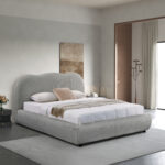 ΚΡΕΒΑΤΙ ΜΕ ΑΠΟΘ.ΧΩΡΟ KALLY LH10.729.01 ΓΚΡΙ FEAUX FUR ΥΦΑΣΜΑ--ΓΙΑ ΣΤΡΩΜΑ 160x200εκ