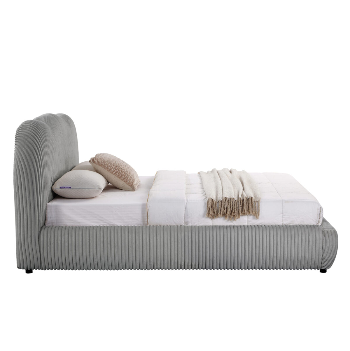 ΚΡΕΒΑΤΙ ΜΕ ΑΠΟΘ.ΧΩΡΟ KALLY LH10.729.01 ΓΚΡΙ FEAUX FUR ΥΦΑΣΜΑ--ΓΙΑ ΣΤΡΩΜΑ 160x200εκ - Image 5