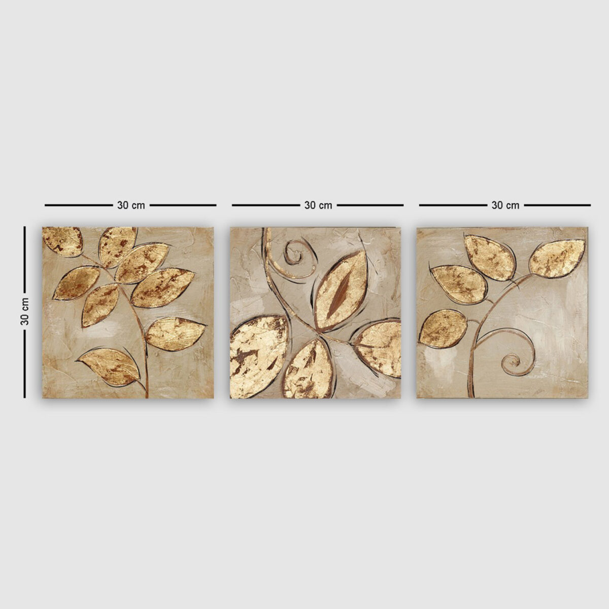 ΠΙΝΑΚΑΣ ΚΑΜΒΑΣ ΤΡΙΠΤΥΧΟ GOLDEN LEAVES LH10.7327 90Χ3Χ30 εκ. - Image 3