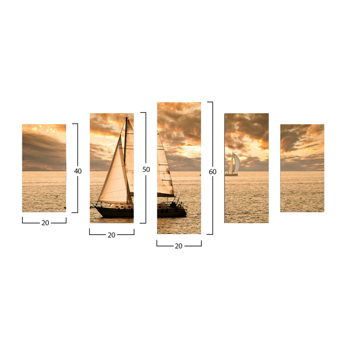 ΠΙΝΑΚΑΣ ΠΕΝΤΑΠΤΥΧΟ MDF SUNSET SAILING LH10.7206.01 100X0,3X60 εκ. - Image 2