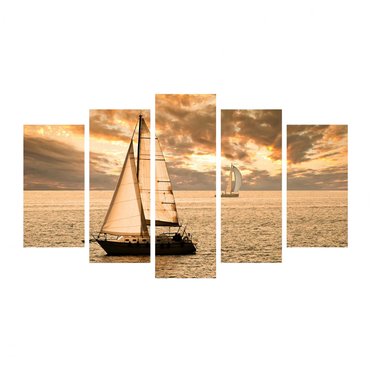 pinakas-pentaptycho-mdf-sunset-sailing-f ΠΙΝΑΚΑΣ ΠΕΝΤΑΠΤΥΧΟ MDF SUNSET SAILING LH10.7206.01 100X0,3X60 εκ. - Image 1