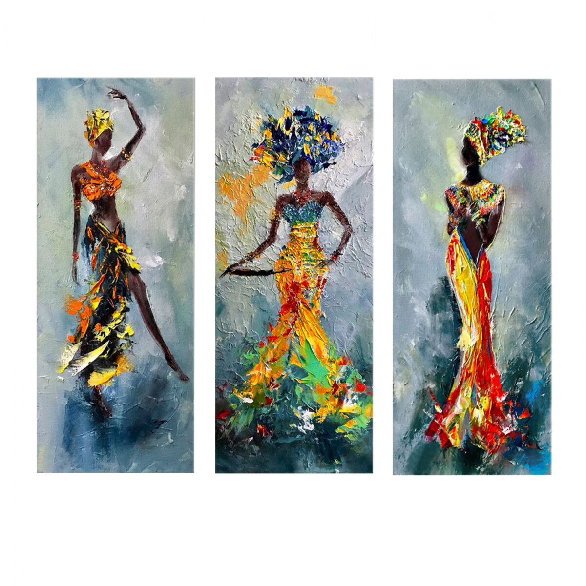 ΠΙΝΑΚΑΣ ΤΡΙΠΤΥΧΟ MDF AFRICAN GIRL IN COLORFUL DRESS LH10.7204.02 60X0,3X50 εκ. - Image 1
