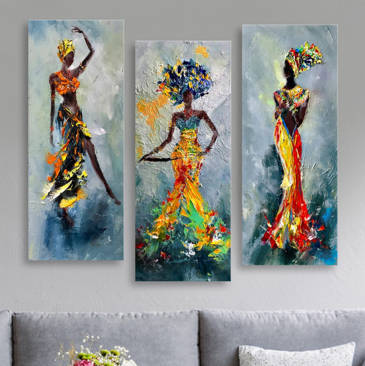 ΠΙΝΑΚΑΣ ΤΡΙΠΤΥΧΟ MDF AFRICAN GIRL IN COLORFUL DRESS LH10.7204.02 60X0,3X50 εκ. - Image 3