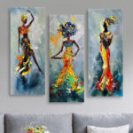 ΠΙΝΑΚΑΣ ΤΡΙΠΤΥΧΟ MDF AFRICAN GIRL IN COLORFUL DRESS LH10.7204.02 60X0,3X50 εκ. - Image 3