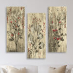 ΠΙΝΑΚΑΣ ΤΡΙΠΤΥΧΟ MDF RED FLOWERS AND BERRIES LH10.7204.01 60x50x0,3 εκ. - Image 3