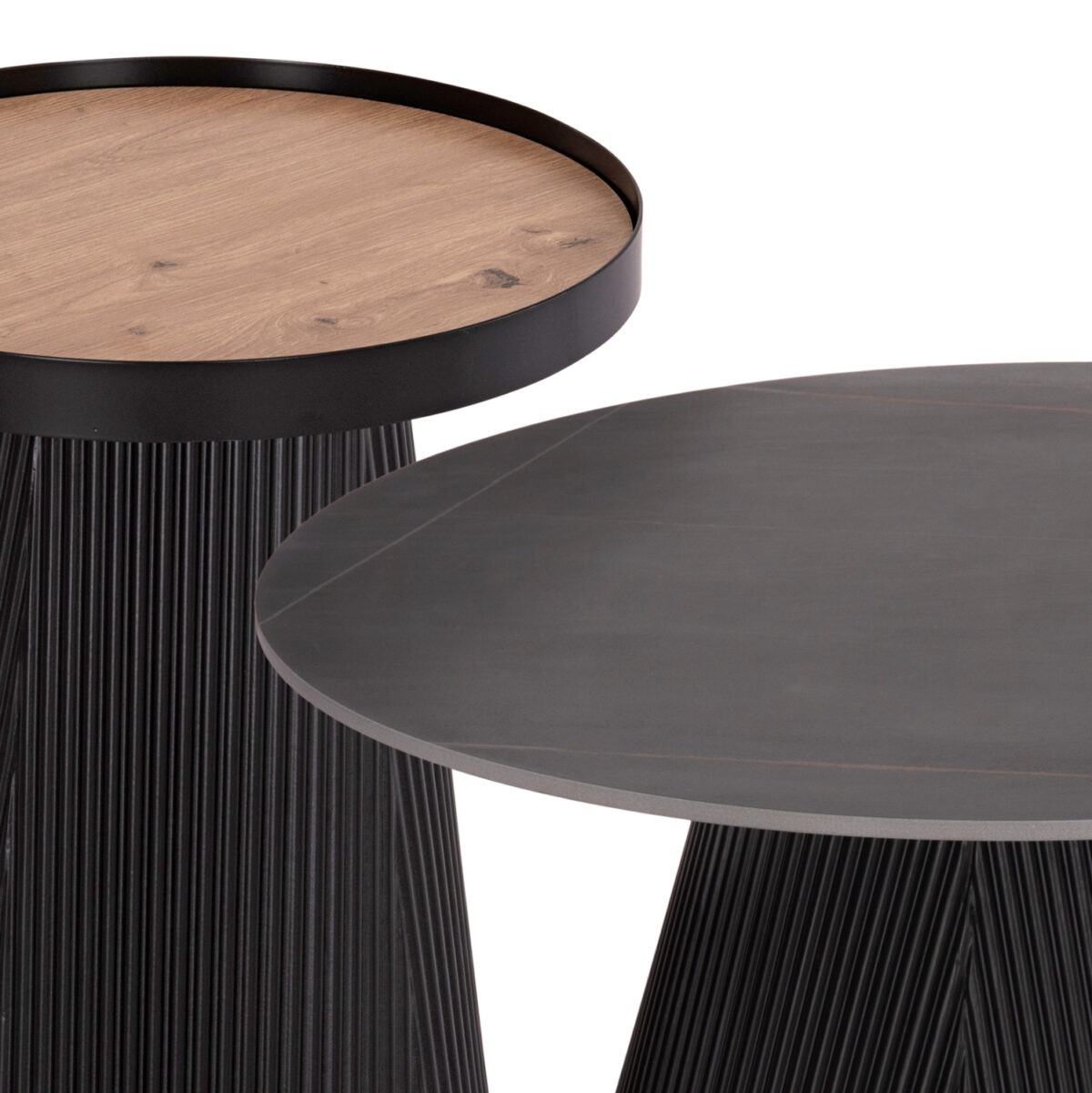 ΣΕΤ 2ΤΜΧ ΤΡΑΠΕΖΙΑ ΣΑΛΟΝΙΟΥ DUNCAN LH10.21081 MDF ΚΑΙ ΚΕΡΑΜΙΚΟ TOP Φ80εκ & Φ45εκ - Image 4