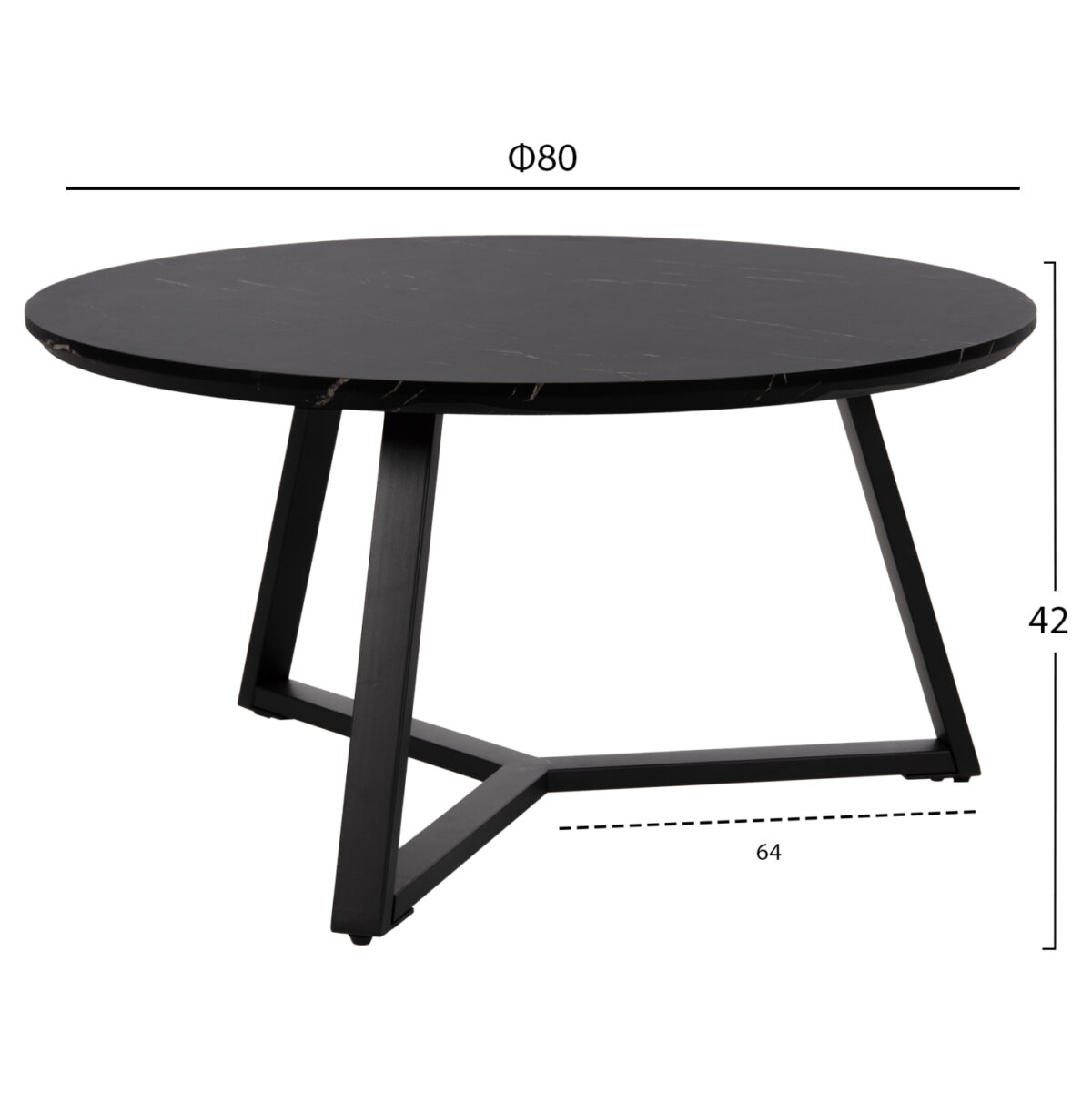 ΣΕΤ 2ΤΜΧ ΤΡΑΠΕΖΙΑ ΣΑΛΟΝΙΟΥ ROCKET LH10.21090 MDF ΜΑΥΡΟ ΜΑΡΜΑΡΟ Φ80εκ & Φ45εκ - Image 2