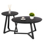 ΣΕΤ 2ΤΜΧ ΤΡΑΠΕΖΙΑ ΣΑΛΟΝΙΟΥ ROCKET LH10.21090 MDF ΜΑΥΡΟ ΜΑΡΜΑΡΟ Φ80εκ & Φ45εκ