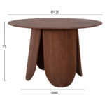 ΤΡΑΠΕΖΙ ΣΤΡΟΓΓΥΛΟ DENTY LH10.9612.02 MDF ΜΕ ΚΑΠΛΑΜΑ ΔΡΥΟΣ-ΧΡΩΜΑ ΚΑΡΥΔΙ Φ120x75Υεκ. - Image 2