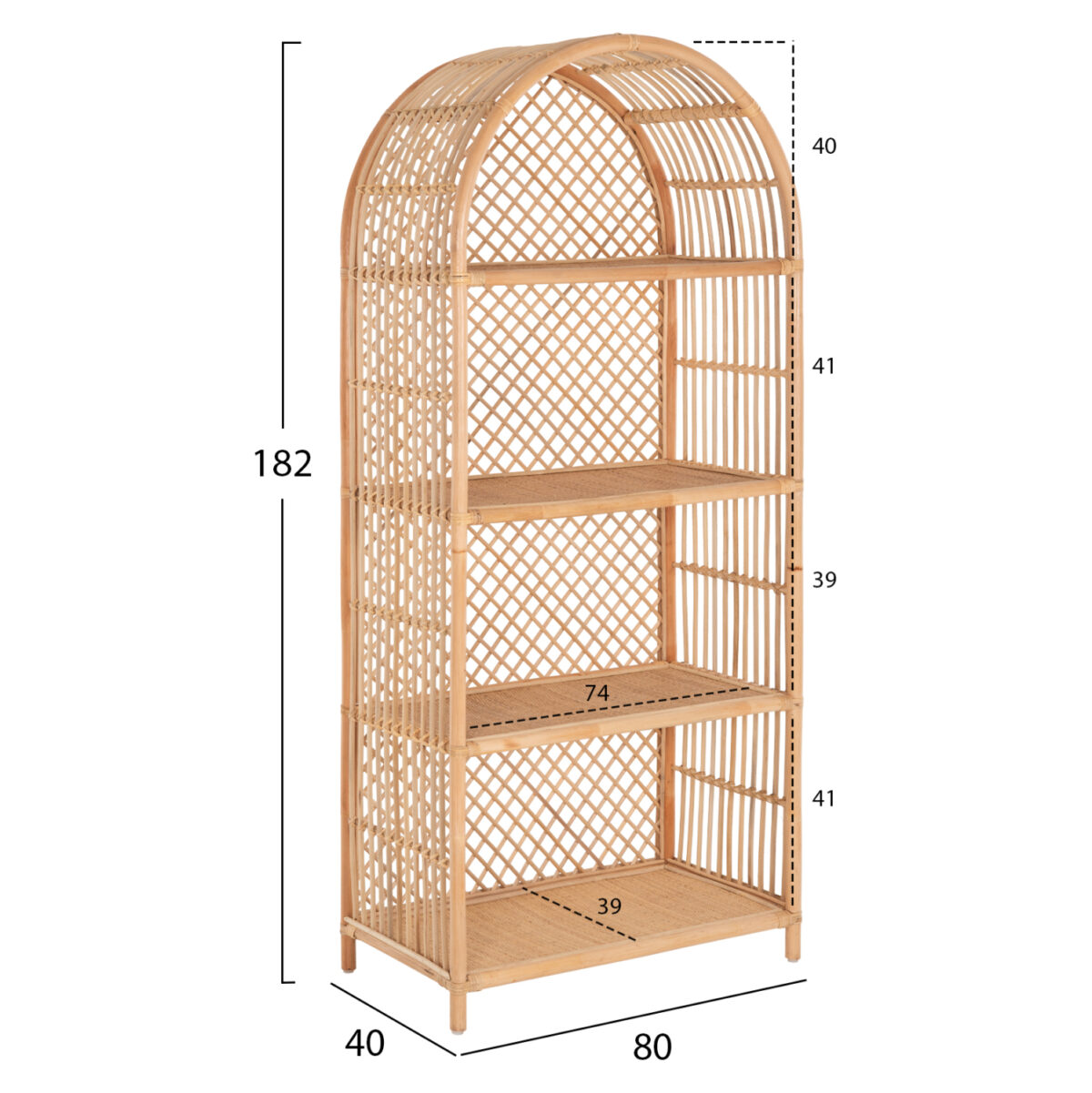ΒΙΒΛΙΟΘΗΚΗ SIMOK LH10.9552 ΑΠΟ ΦΥΣΙΚΟ RATTAN ΣΕ ΦΥΣΙΚΟ ΧΡΩΜΑ 80x40x182Υεκ. - Image 2