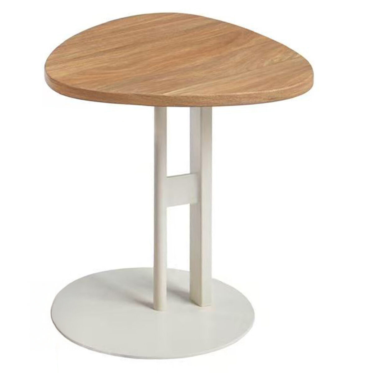 ΒΟΗΘΗΤΙΚΟ ΤΡΑΠΕΖΙ ΟΒΑΛ ALPER LH10.18328 MDF SONAMA--ΜΕΤΑΛΛΟ ΛΕΥΚΟ 50x50x51Υεκ. - Image 1