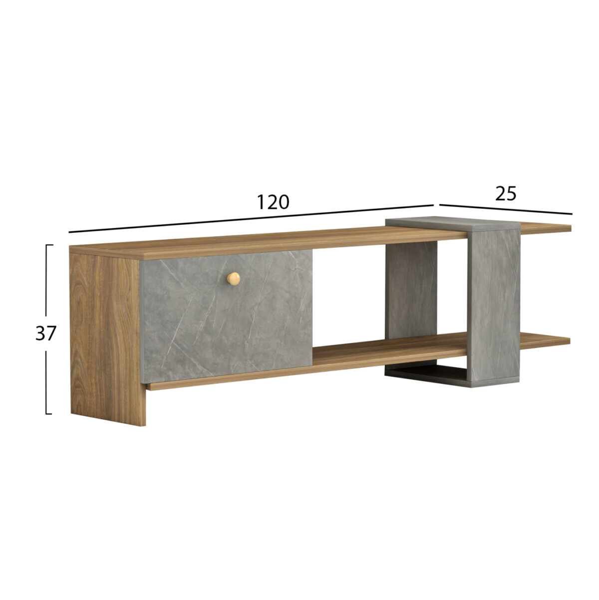 ΕΠΙΠΛΟ ΤΗΛΕΟΡΑΣΗΣ HENRIETTE LH10.8900.13 ΜΕΛΑΜΙΝΗ ΚΑΡΥΔΙ-STONE TEXTURE 120x28,5x39Υεκ. - Image 2