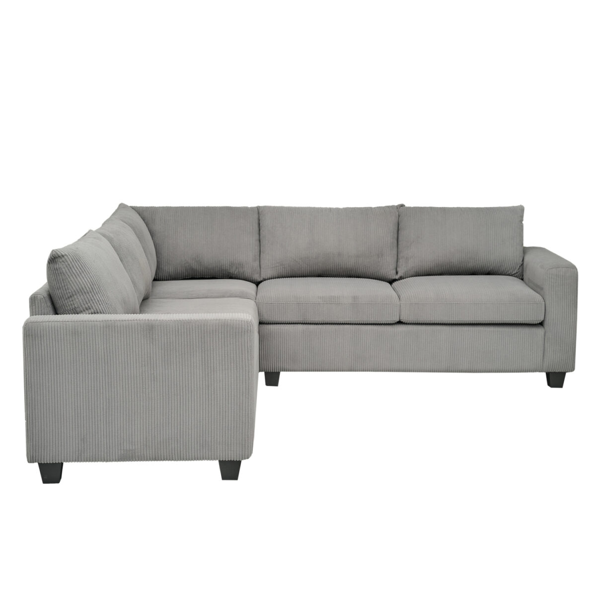 ΓΩΝΙΑΚΟΣ ΚΑΝΑΠΕΣ CALDER LH10.3286.01 ΓΚΡΙ ΥΦΑΣΜΑ 254x254x90x91Υεκ. - Image 3