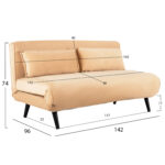 ΚΑΝΑΠΕΣ ΚΡΕΒΑΤΙ 2 ΑΤΟΜΩΝ ASMA LH10.3077.17 ΜΕ ΒΕΛΟΥΔΟ ΜΠΕΖ 140x80x77Yεκ. - Image 2