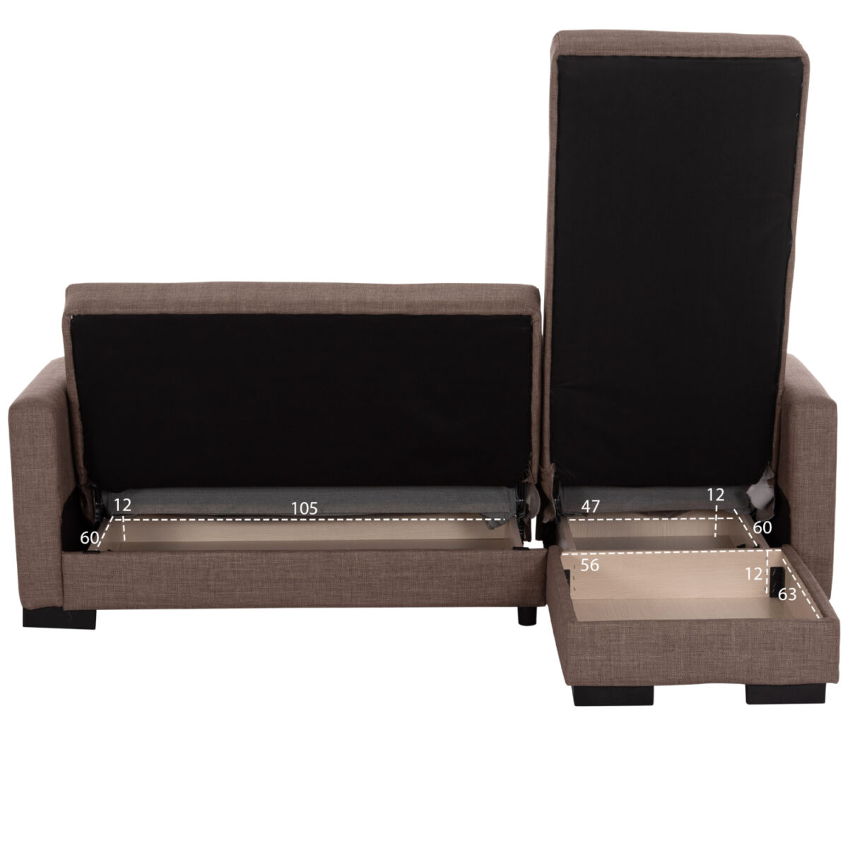 ΚΑΝΑΠΕΣ ΚΡΕΒΑΤΙ GHUFRAN ΓΩΝΙΑ ΑΝΑΣΤΡΕΨΙΜΗ ΚΑΦΕ LH10.3244.02 ΜΕ ΑΠΟΘΗΚΕΤΙΚΟ ΧΩΡΟ 202x140x78Yεκ. - Image 4