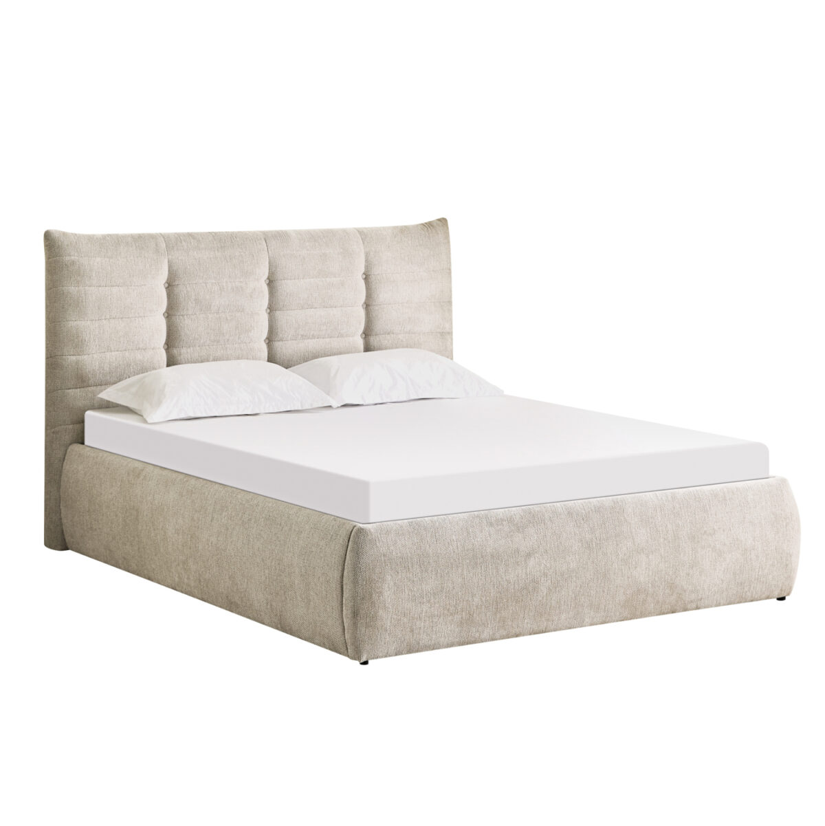 ΚΡΕΒΑΤΙ ΔΙΠΛΟ SANDRA LH10.732.03 ΜΠΕΖ ΥΦΑΣΜΑ & ΑΠΟΘΗΚΕΥΤΙΚΟΣ ΧΩΡΟΣ ΓΙΑ  ΣΤΡΩΜΑ 160x200εκ - Image 2