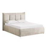 ΚΡΕΒΑΤΙ ΔΙΠΛΟ SANDRA LH10.732.03 ΜΠΕΖ ΥΦΑΣΜΑ & ΑΠΟΘΗΚΕΥΤΙΚΟΣ ΧΩΡΟΣ ΓΙΑ  ΣΤΡΩΜΑ 160x200εκ - Image 2