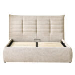 ΚΡΕΒΑΤΙ ΔΙΠΛΟ SANDRA LH10.732.03 ΜΠΕΖ ΥΦΑΣΜΑ & ΑΠΟΘΗΚΕΥΤΙΚΟΣ ΧΩΡΟΣ ΓΙΑ  ΣΤΡΩΜΑ 160x200εκ - Image 4