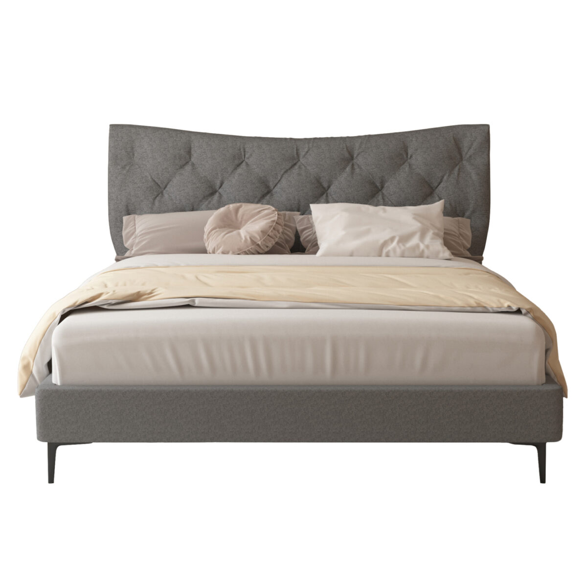 ΚΡΕΒΑΤΙ ΔΙΠΛΟ JILL LH10.737.01 ΥΦΑΣΜΑ ΣΕ ΓΚΡΙ--ΓΙΑ ΣΤΡΩΜΑ 160x200εκ. - Image 4