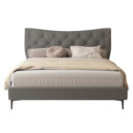 ΚΡΕΒΑΤΙ ΔΙΠΛΟ JILL LH10.737.01 ΥΦΑΣΜΑ ΣΕ ΓΚΡΙ--ΓΙΑ ΣΤΡΩΜΑ 160x200εκ. - Image 4