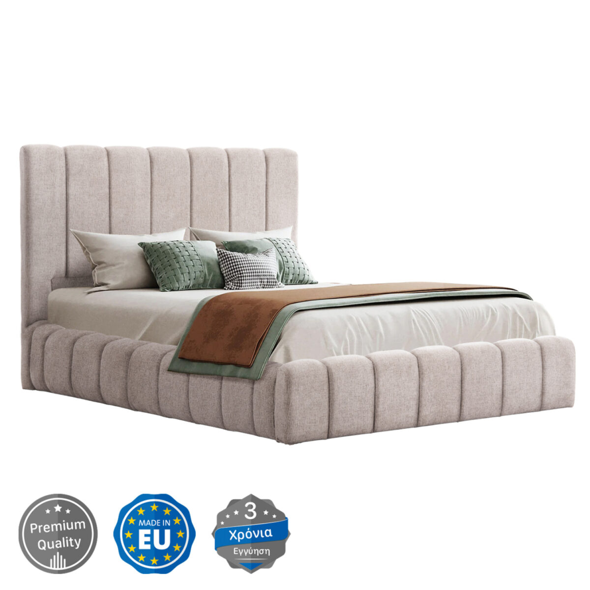 ΚΡΕΒΑΤΙ REMO ΜΕ ΑΠΟΘΗΚΕΥΤΙΚΟ ΧΩΡΟ LH10.719.10 ΥΦΑΣΜΑ TEDDY ΜΠΕΖ-ΓΙΑ ΣΤΡΩΜΑ 160x200εκ - Image 2