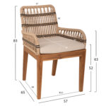 ΠΟΛΥΘΡΟΝΑ STARDOM LH10.9760.02 ΞΥΛΟ ΤΕΑΚ ΚΑΙ ΣΧΟΙΝΙ ΦΥΣΙΚΟ ΜΕ ΑΝΘΡΑΚΙ 57x65x83Yεκ. - Image 2