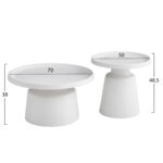 ΣΕΤ 2 ΤΡΑΠΕΖΙΑ ΣΑΛΟΝΙΟΥ RINKON2 LH10.18304.01 ΜΕΤΑΛΛΟ ΣΕ ΛΕΥΚΟ Φ49εκ & Φ69εκ - Image 2