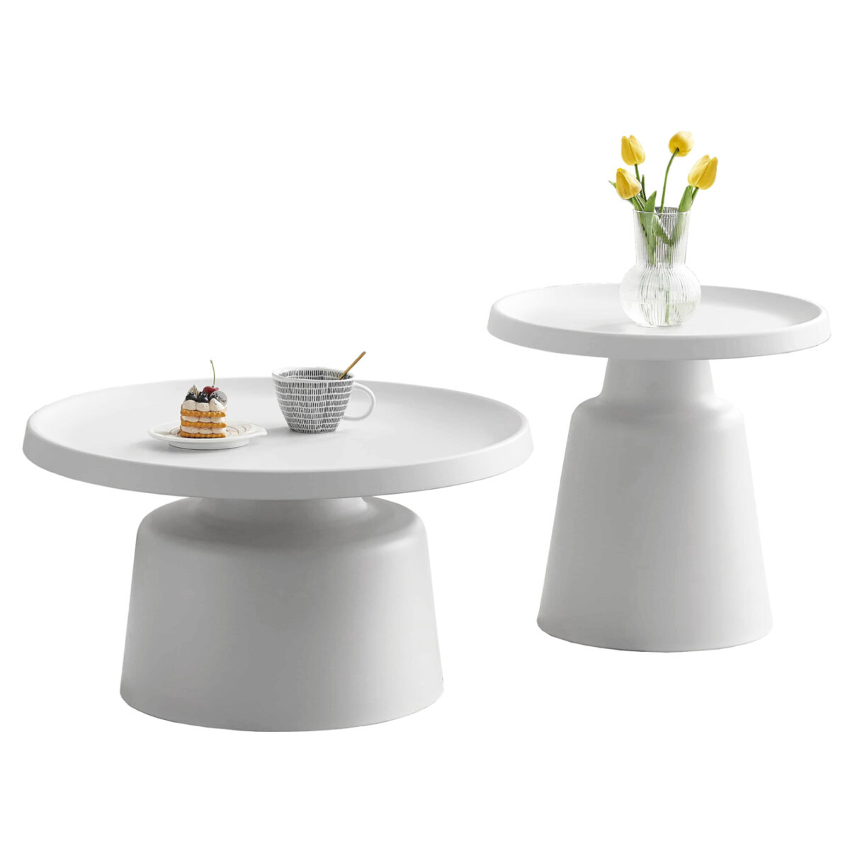 set-2-trapezia-salonioy-fb91830401-metal ΣΕΤ 2 ΤΡΑΠΕΖΙΑ ΣΑΛΟΝΙΟΥ RINKON2 LH10.18304.01 ΜΕΤΑΛΛΟ ΣΕ ΛΕΥΚΟ Φ49εκ & Φ69εκ - Image 1