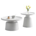 ΣΕΤ 2 ΤΡΑΠΕΖΙΑ ΣΑΛΟΝΙΟΥ RINKON2 LH10.18304.01 ΜΕΤΑΛΛΟ ΣΕ ΛΕΥΚΟ Φ49εκ & Φ69εκ