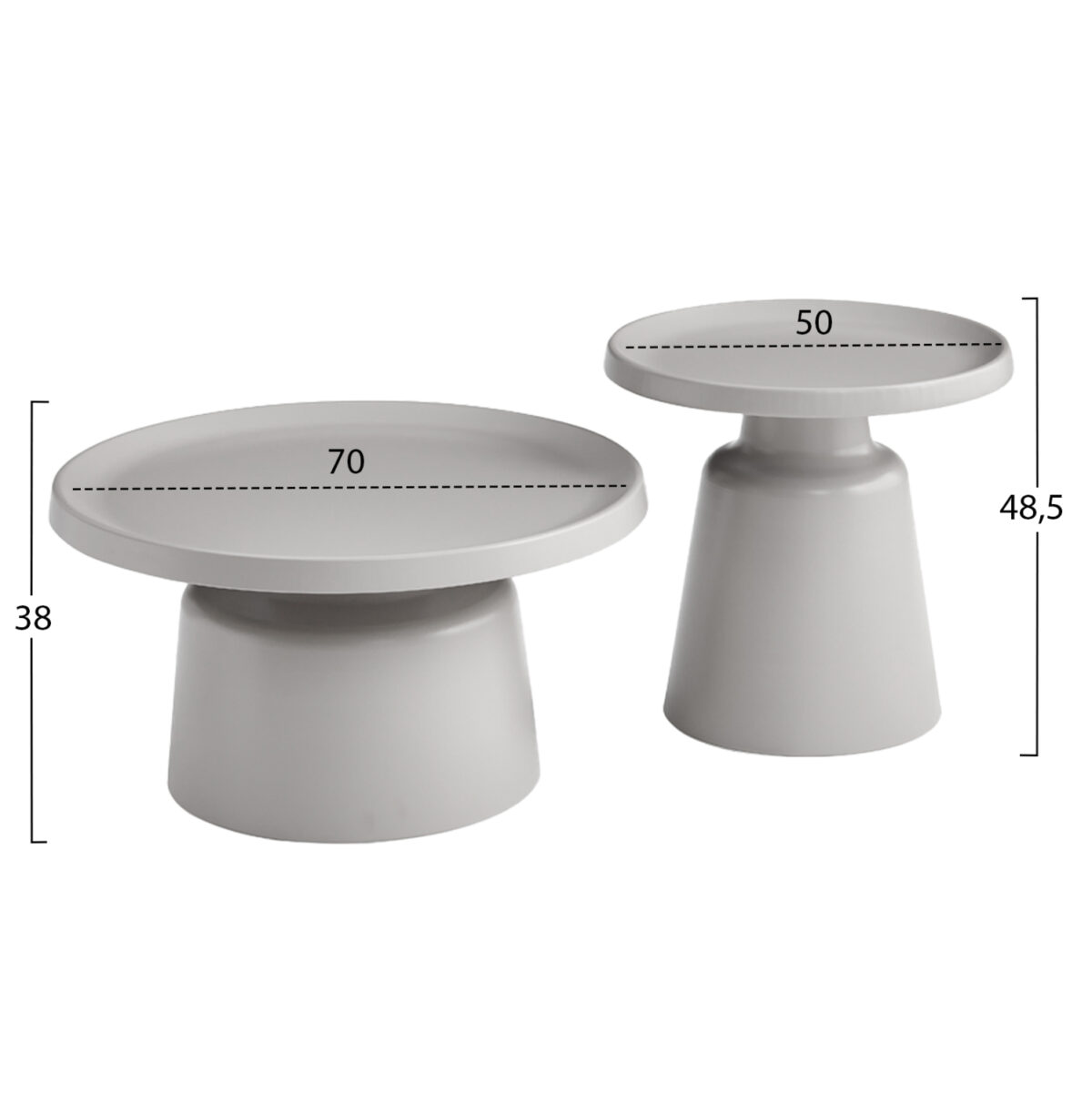 ΣΕΤ 2 ΤΡΑΠΕΖΙΑ ΣΑΛΟΝΙΟΥ RINKON2 LH10.18304.03 ΜΕΤΑΛΛΟ ΣΕ ΓΚΡΙ Φ50εκ & Φ70εκ - Image 2