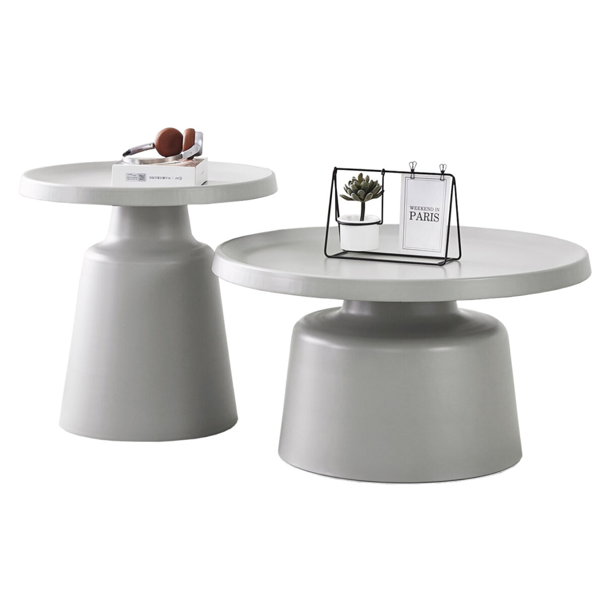 set-2-trapezia-salonioy-fb91830403-metal ΣΕΤ 2 ΤΡΑΠΕΖΙΑ ΣΑΛΟΝΙΟΥ RINKON2 LH10.18304.03 ΜΕΤΑΛΛΟ ΣΕ ΓΚΡΙ Φ50εκ & Φ70εκ - Image 1