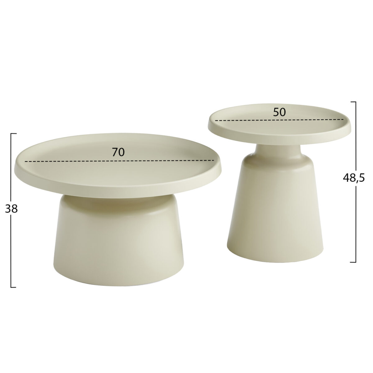 ΣΕΤ 2 ΤΡΑΠΕΖΙΑ ΣΑΛΟΝΙΟΥ RINKON2 LH10.18304.04 ΜΕΤΑΛΛΟ ΣΕ ΣΑΜΠΑΝΙ Φ50εκ & Φ70εκ - Image 2