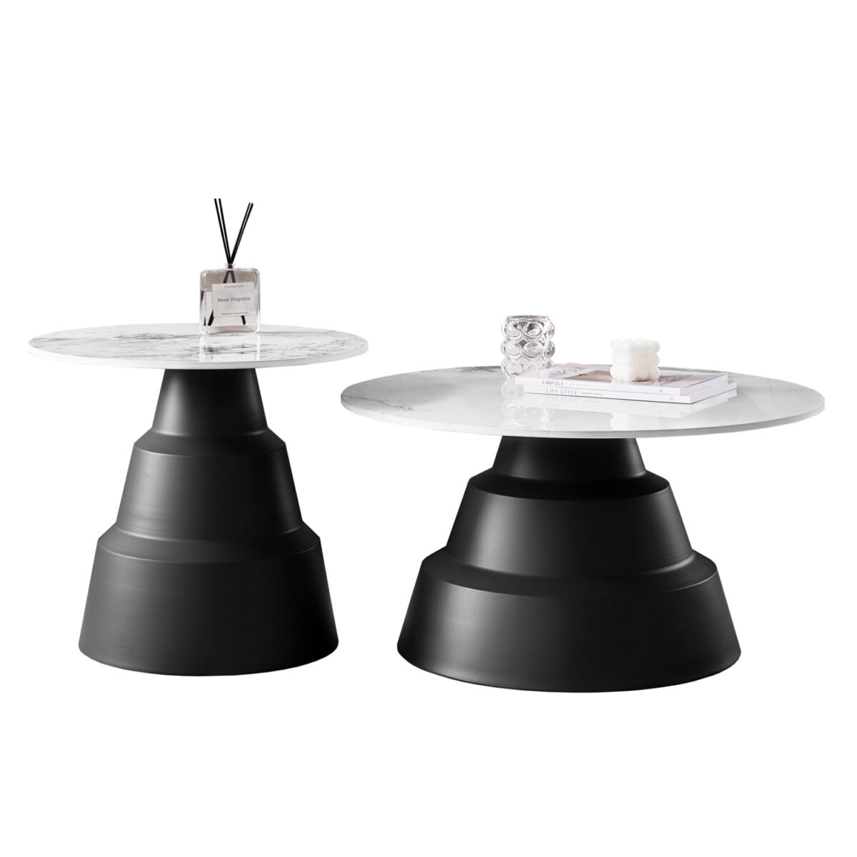 set-2-trapezia-salonioy-fb91830602-sinte ΣΕΤ 2 ΤΡΑΠΕΖΙΑ ΣΑΛΟΝΙΟΥ LIDOX LH10.18306.02 SINTERED STONE TOP- SNOW WHITE ΧΡΩΜΑ Φ50 & Φ70 - Image 1