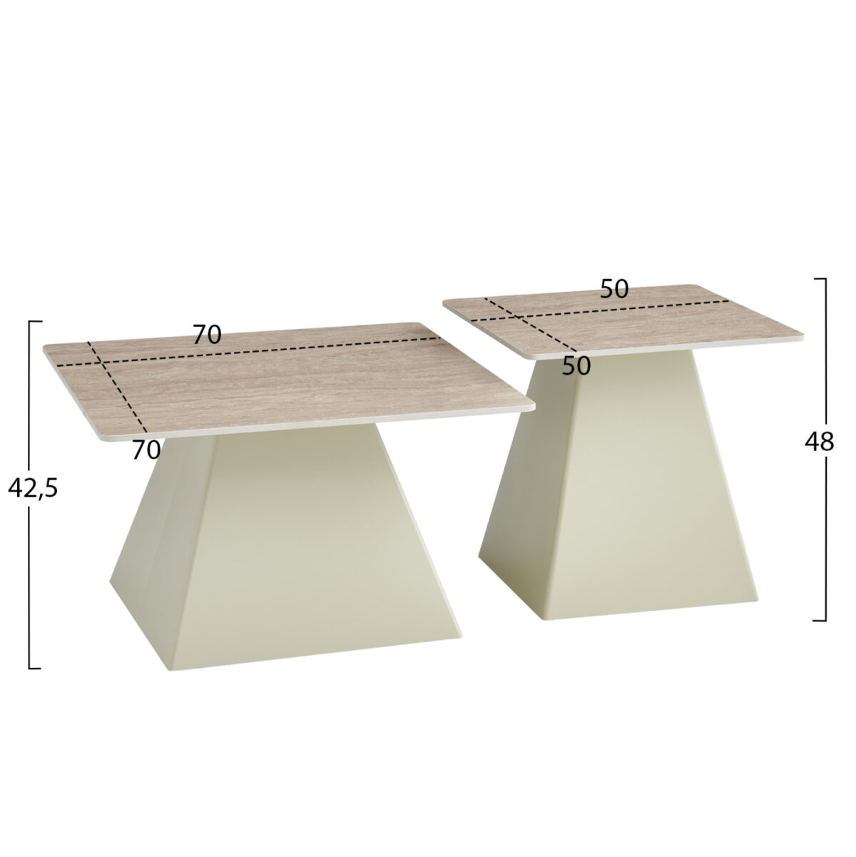 ΣΕΤ 2 ΤΡΑΠΕΖΙΑ ΣΑΛΟΝΙΟΥ QUBER(X) LH10.18311.04 ΚΕΡΑΜΙΚΑ TOP ΤΕΤΡΑΓΩΝΑ--ΒΑΣΕΙΣ ΣΑΜΠΑΝΙ - Image 2