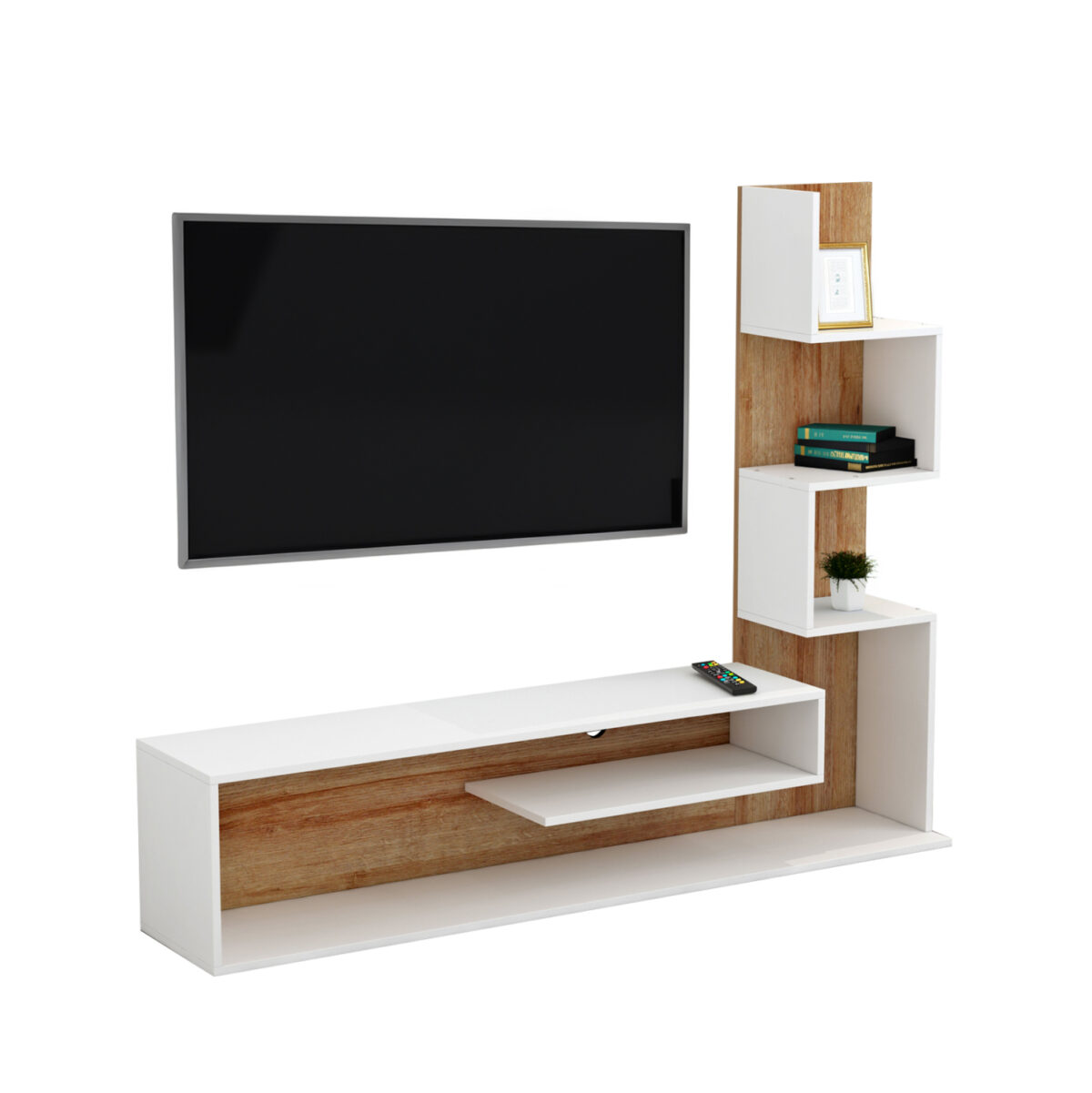 syntheto-tileorasis-fb9890811-melamini-s ΣΥΝΘΕΤΟ ΤΗΛΕΟΡΑΣΗΣ EDELIE LH10.8908.11 ΜΕΛΑΜΙΝΗ ΣΕ ΛΕΥΚΟ-ΦΥΣΙΚΟ 150x29,5x120Υεκ. - Image 1