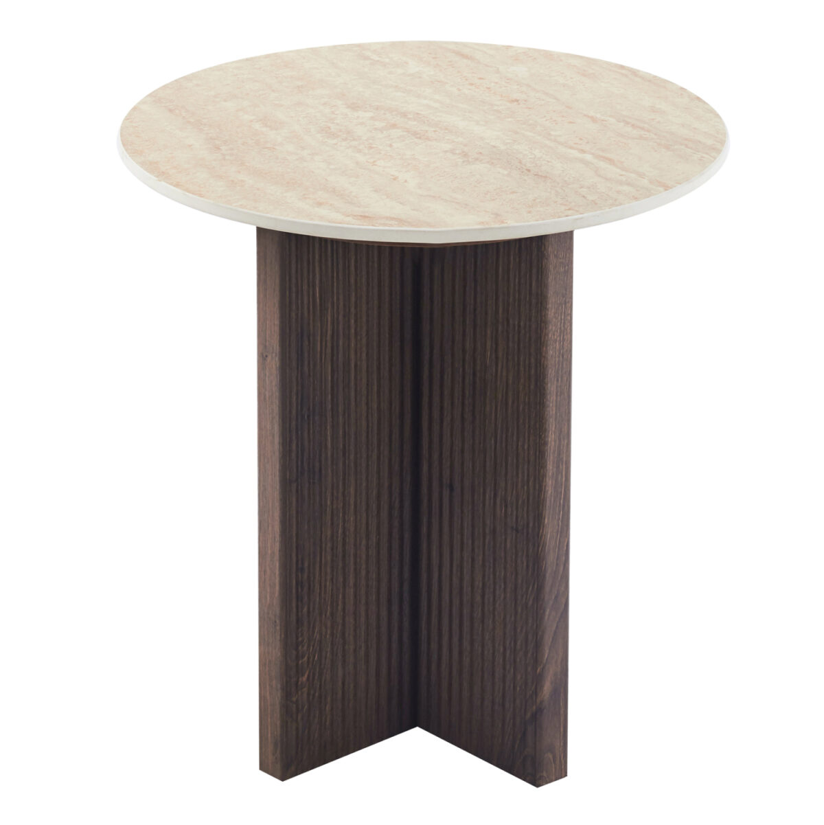 ΤΡΑΠΕΖΙ ΒΟΗΘΗΤΙΚΟ SKY LH10.18330 ΚΕΡΑΜΙΚΟ TOP ΟΨΗ ΤΡΑΒΕΡΤΙΝΑΣ-MDF ΒΑΣΗ ΚΑΦΕ Φ45x50Υεκ. - Image 2