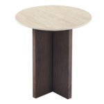 ΤΡΑΠΕΖΙ ΒΟΗΘΗΤΙΚΟ SKY LH10.18330 ΚΕΡΑΜΙΚΟ TOP ΟΨΗ ΤΡΑΒΕΡΤΙΝΑΣ-MDF ΒΑΣΗ ΚΑΦΕ Φ45x50Υεκ. - Image 2