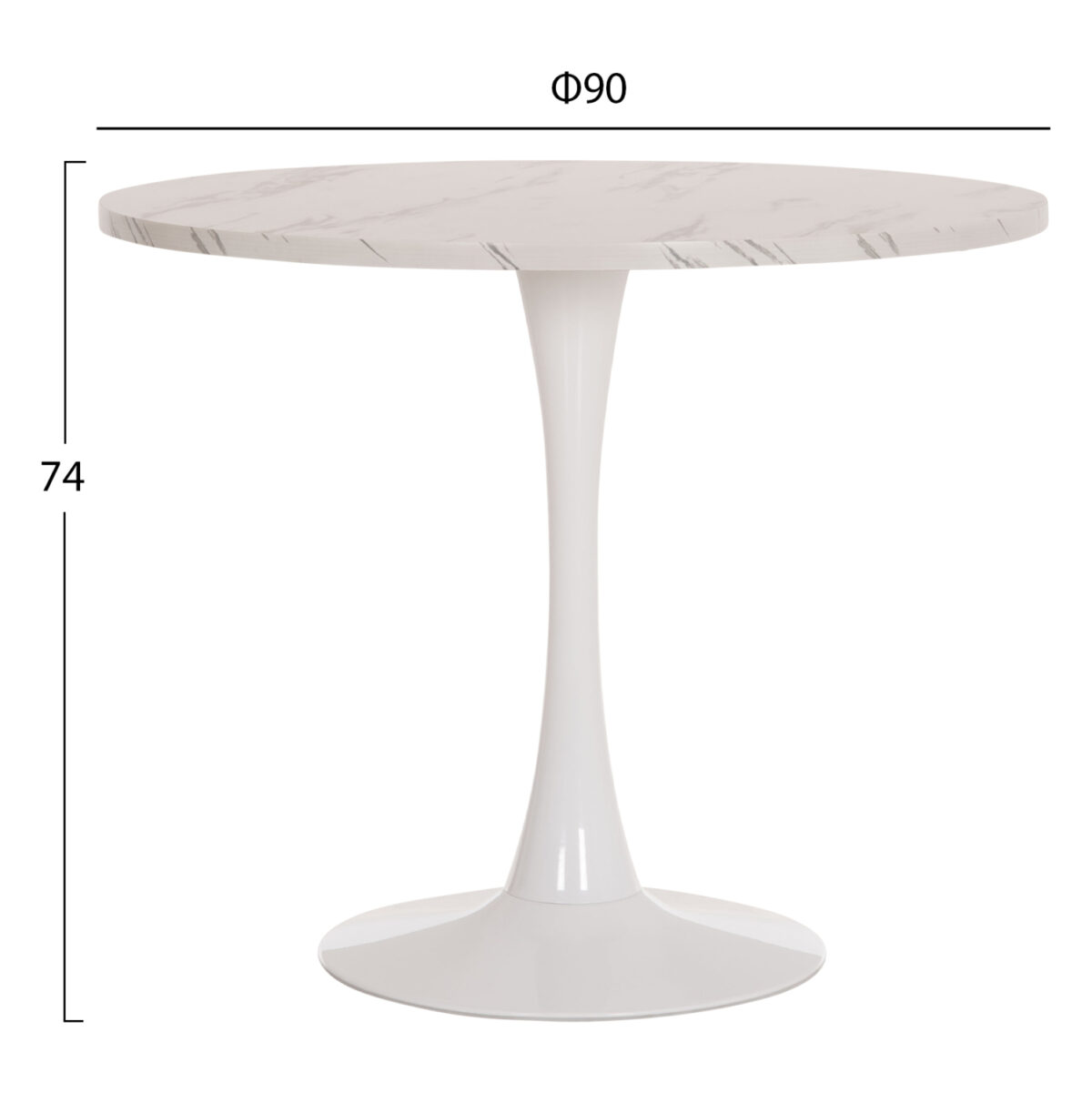 ΤΡΑΠΕΖΙ ΤΡΑΠΕΖΑΡΙΑΣ ROLLO LH10.9421.11 ΣΤΡΟΓΓΥΛΟ WHITE MARBLE Φ90x74Υεκ. - Image 2