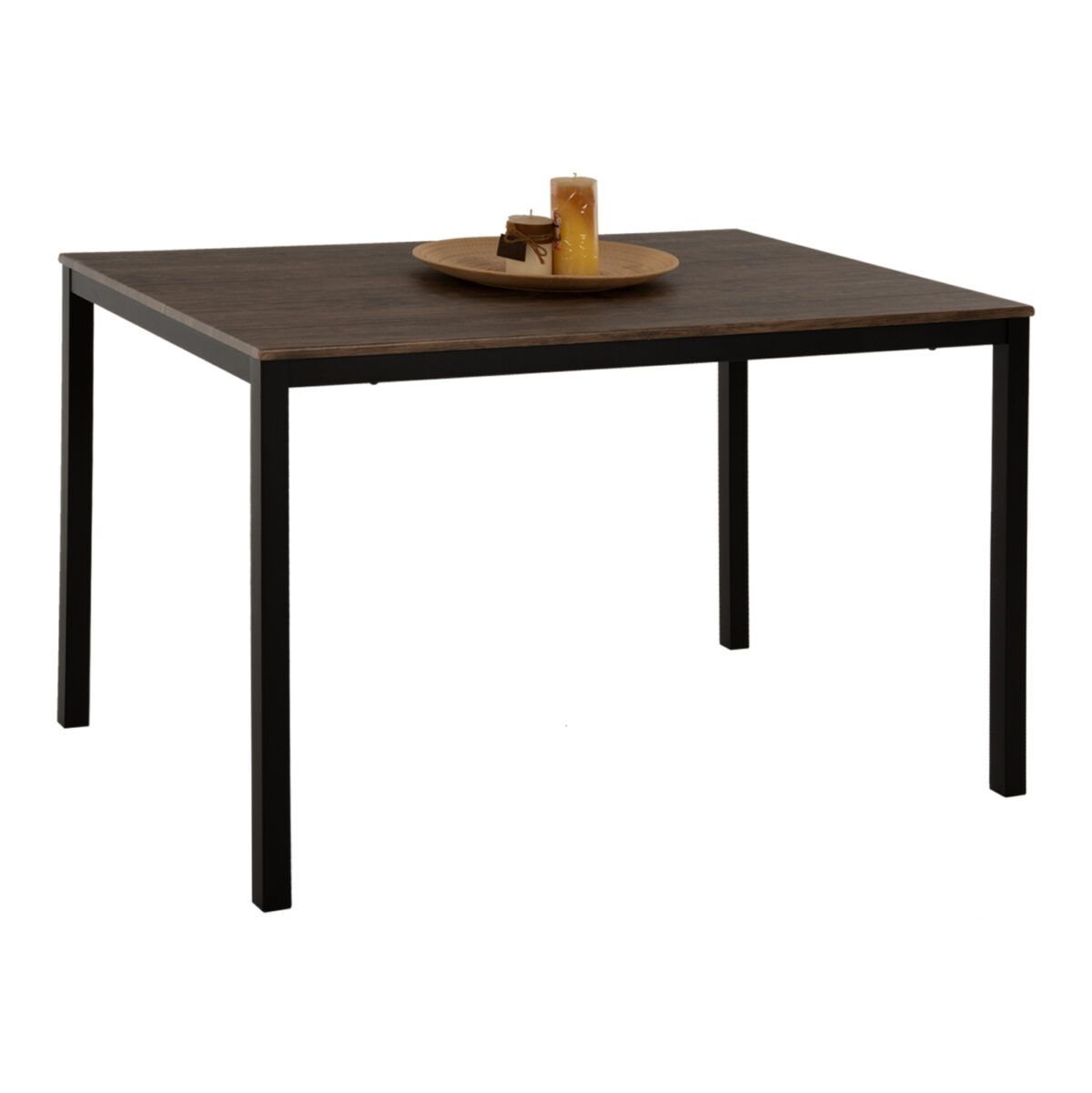 ΤΡΑΠΕΖΙ ΤΡΑΠΕΖΑΡΙΑΣ GOOSE LH10.9532 MDF ΚΑΡΥΔΙ-ΜΑΥΡΟ ΜΕΤΑΛΛΟ 120X80Χ75Yεκ. - Image 1