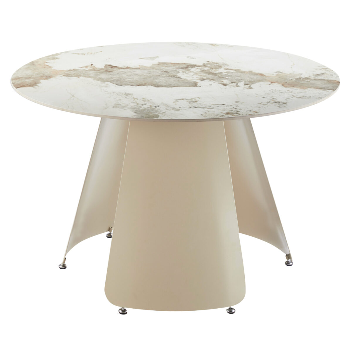 trapezi-trapezarias-stroggylo-fb918326-k ΤΡΑΠΕΖΙ ΤΡΑΠΕΖΑΡΙΑΣ ΣΤΡΟΓΓΥΛΟ SEDAR LH10.18326 ΚΕΡΑΜΙΚΟ TOP--ΚΡΕΜ ΜΕΤΑΛ.ΠΟΔΙΑ Φ120x78Υ - Image 1